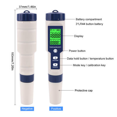 5 - σε - 1 Δοκιμαστής ποιότητας νερού - pH/TDS/EC/Salinity/Temp Meter για το σπίτι, το ενυδρείο και το εργαστήριο