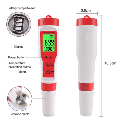 Δοκιμαστής ποιότητας νερού PH/EC/TDS/Temp Meter για υδατοκαλλιέργεια Εργαστήριο πόσιμου νερού