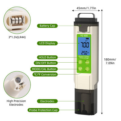 7-σε-1 Ελεγκτής Νερού PH / TDS / EC / ORP / S.G / Αλάτι / Θερμοκρασία για Μέτρηση σε Οικιακή Πισίνα και Εργαστήριο