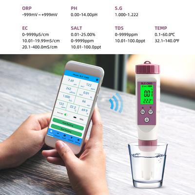 Ψηφιακό μετρητή ποιότητας νερού 6in1 pH/EC/TDS/ORP/Τέστερ αλατιού/θερμοκρασίας πόσιμου νερού