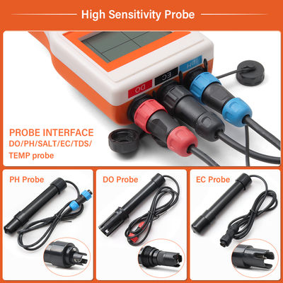 Έξυπνος χειροκίνητος αναλυτής ποιότητας νερού 6 σε 1 διαλυμένου οξυγόνου/PH/TDS/EC/SALT/TEMP