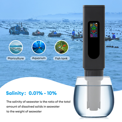 USB επαναφορτιζόμενο μετρητή ποιότητας νερού 5 σε 1 χρωματική οθόνη TDS Δοκιμαστής θερμοκρασίας PH αλατιού EC
