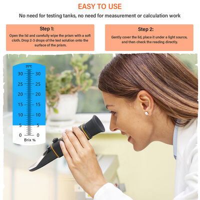 Yieryi Διπλού εύρους Brix 0-32% & SG 1.000-1.120 Διαθλασίμετρο με ATC και Πρίσμα Οπτικού Γυαλιού Υψηλής Ποιότητας για Ζυθοποιία και Οινοποίηση