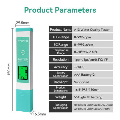Μετρητής TDS Νερού από Κράμα Τιτανίου Υψηλής Ακρίβειας και Ανθεκτικότητας με Εύρος TDS 0-9999 ppm και Πολυπαραμετρική Μέτρηση pH