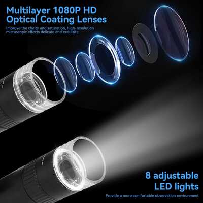 50X-1000X φορητό ψηφιακό μικροσκόπιο με 2′′ οθόνη IPS και 8 ρυθμιζόμενα LED για παρατήρηση υψηλής ευκρίνειας