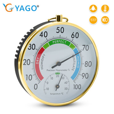 Battery-Free Mechanical Hygrometer Thermometer with Color-Coded Humidity Display and Wide Measurement Range for Indoor Climate Monitoring