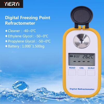 Freezing Point Refractometer for Antifreeze Fluids and Car Battery Testing - Digital Hand Held Refractometer with ATC