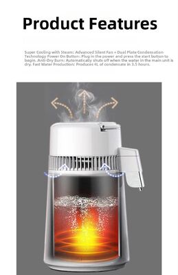 Fuyao K40107 750W 4L χωρητικότητα SUS304 Μηχανή απόσταξης νερού από ανοξείδωτο χάλυβα για οικιακή, εργαστηριακή και οδοντιατρική χρήση