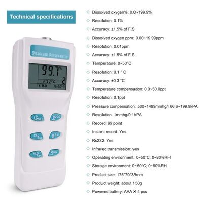 High Precision Dissolved Oxygen Analyzer with Data Logging for Fish Farm Water Quality Testing