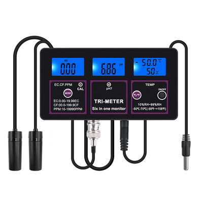 6 σε 1 Μετρητής Ποιότητας Νερού με Οθόνη LCD και Αυτόματη Αντιστάθμιση Θερμοκρασίας για PH TDS EC CF RH TEMP