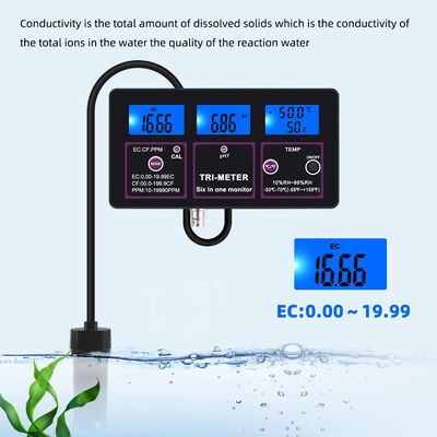 6 σε 1 Μετρητής Ποιότητας Νερού με Οθόνη LCD και Αυτόματη Αντιστάθμιση Θερμοκρασίας για PH TDS EC CF RH TEMP