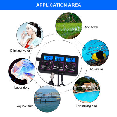 6 σε 1 Μετρητής Ποιότητας Νερού με Οθόνη LCD και Αυτόματη Αντιστάθμιση Θερμοκρασίας για PH TDS EC CF RH TEMP
