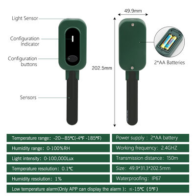 ZigBee 3-in-1 Smart Soil Sensor For Temperature Humidity Light Detector With Tuya APP Control