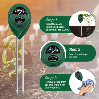 3-in-1 Soil Meter Moisture PH Light No Battery Required Dual-Probe Soil Tester For Indoor / Outdoor Plants Garden Lawn Farm