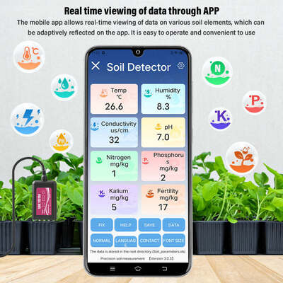 YIERYI 8-in-1 USB Μετρητής Εδάφους με Παρακολούθηση σε Πραγματικό Χρόνο pH Υγρασία NPK EC Θερμοκρασία Αισθητήρας Γονιμότητας για Android HarmonyOS