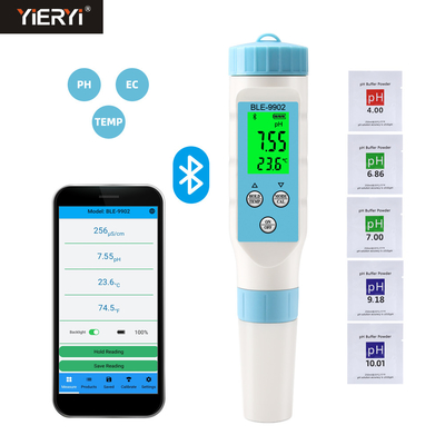 Yieryi BLE-9902 3-In-1 Bluetooth PH EC Μετρητής Πλήρης δοκιμή νερού για πισίνες Υδροπονική ενυδρεία