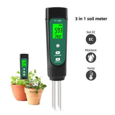 Σετ Ελέγχου Εδάφους 3-σε-1 - EC (0.01-20.00ms/cm), Μετρητής Υγρασίας & Θερμοκρασίας για Κήπο & Υδροπονία