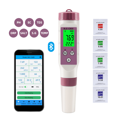 Ψηφιακό μετρητή ποιότητας νερού 6in1 pH/EC/TDS/ORP/Τέστερ αλατιού/θερμοκρασίας πόσιμου νερού
