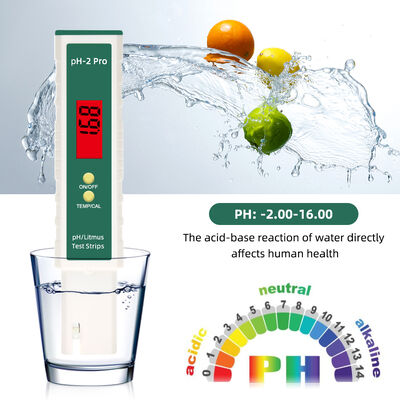 PH-2 Pro pH Meter με οθόνη LCD με φωτισμό από πίσω, αυτόματη αντιστάθμιση θερμοκρασίας και αποθήκευση δεδομένων εκτός λειτουργίας για δοκιμές ποιότητας νερού