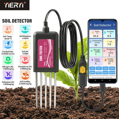 YIERYI 8-in-1 USB Μετρητής Εδάφους με Παρακολούθηση σε Πραγματικό Χρόνο pH Υγρασία NPK EC Θερμοκρασία Αισθητήρας Γονιμότητας για Android HarmonyOS
